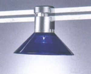 Светильник для крепления на токовую шину стекло синее под лампу 1xQR CBC35 35W