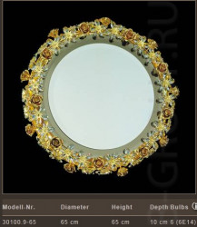Зеркало с подсветкой для зала, Материалы: Хрусталь Swarovski, позолота 24 карата