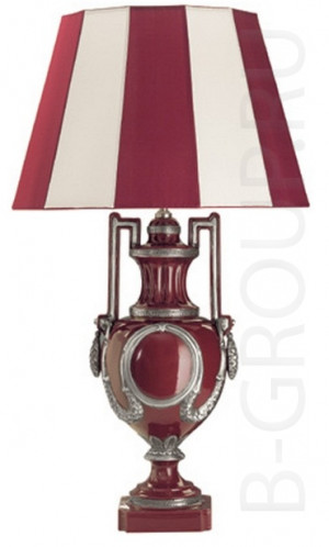 Настольная лампа из керамики для гостиной, выполнена из красной керамики с серебряными вставками, красно-белый элегантый абажур. cm &Oslash; 58 - H. 95, 2x100W E27, m&sup3; 0,43, Kg 6,5